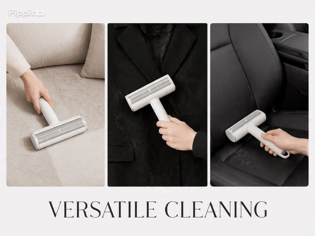 Reusable Pet Hair & Lint Remover Brush with Self-Cleaning Cover – Portable Fabric Cleaner for Clothes, Sofas & Car Seats